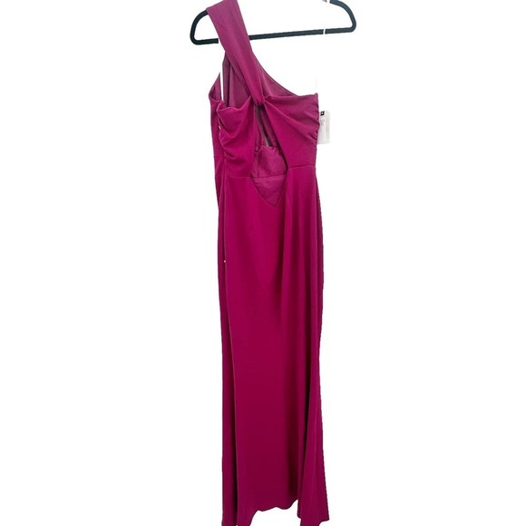 Katie May Edgy Cutout One Shoulder Gown Magenta Size M NWT - Picture 7 of 12